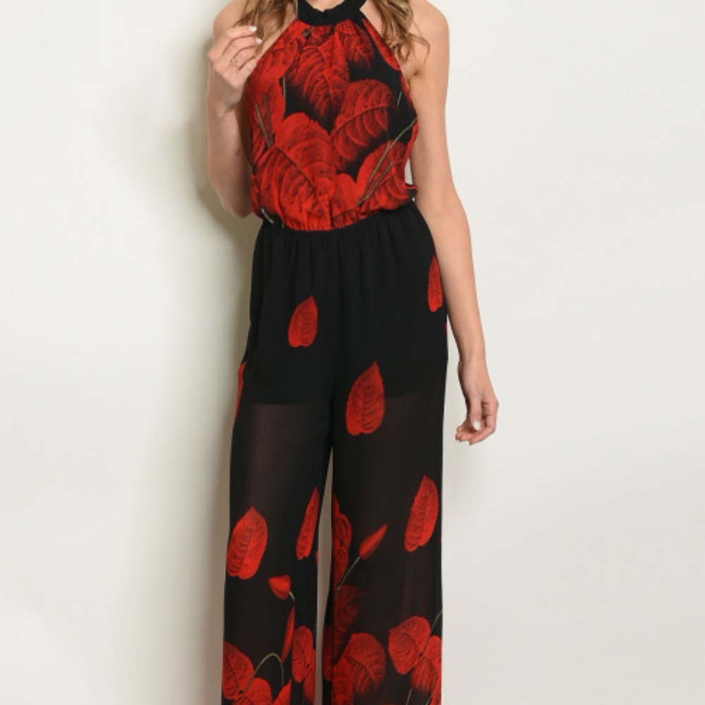 BLACK RED JUMPSUIT